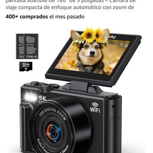 Digital 5K Camera with Flip Screen - Black